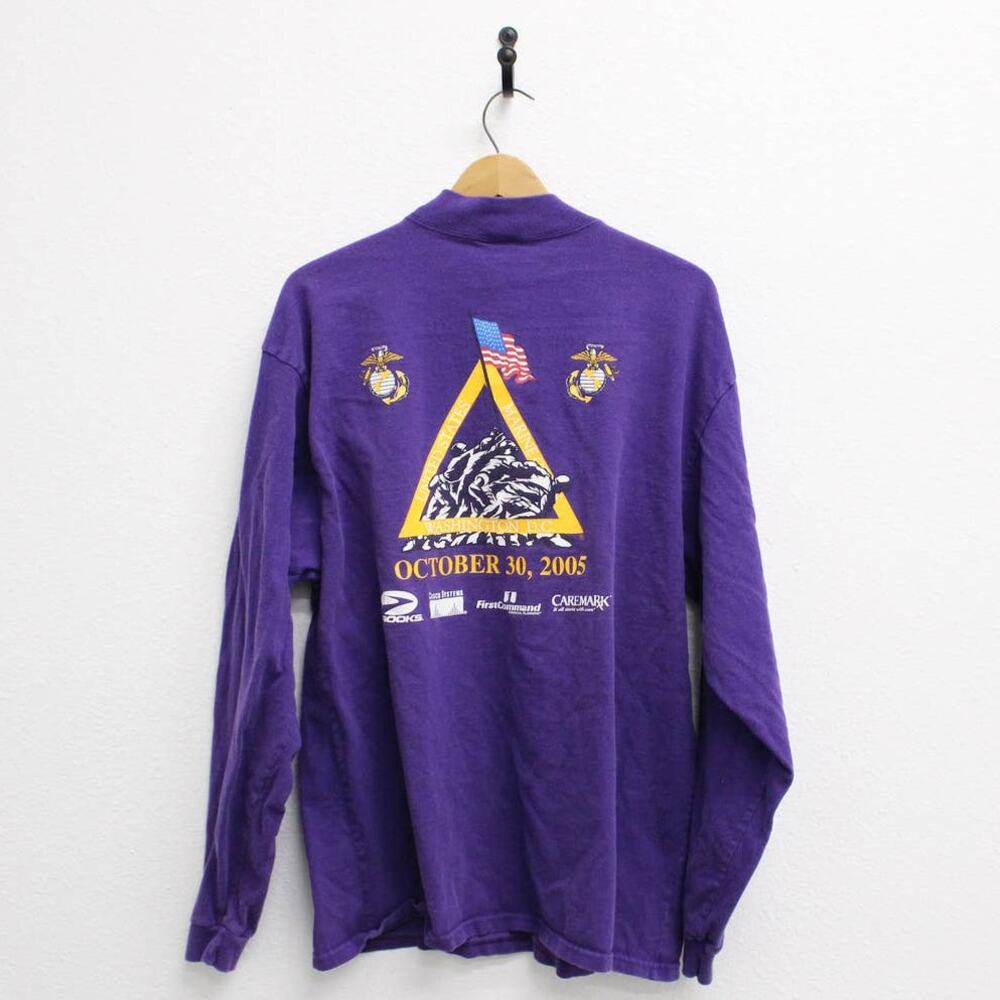 Vintage United States Marine Corps USMC Marathon Long Sleeve T Shirt XL
